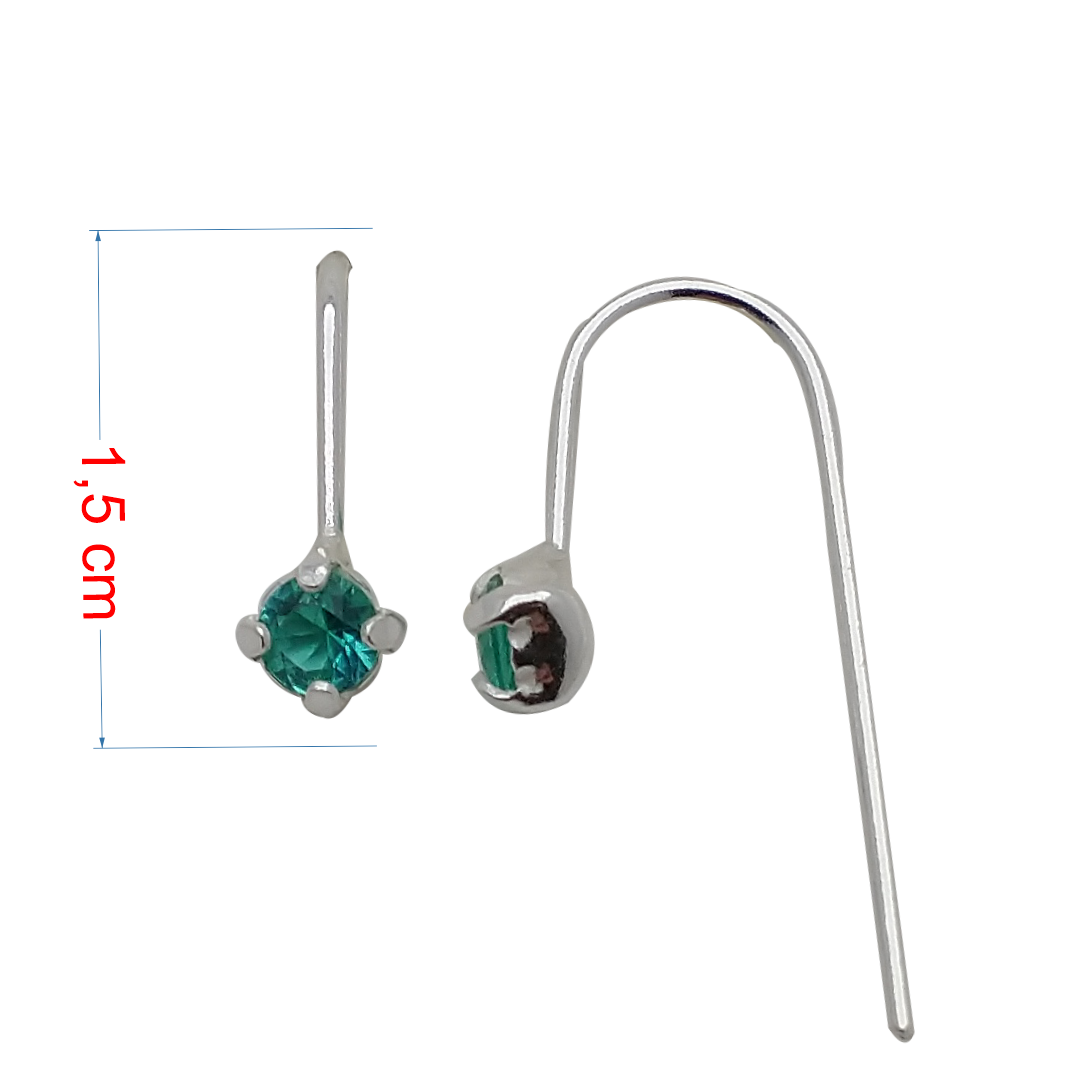 Brinco de prata 925 gancho zircônia